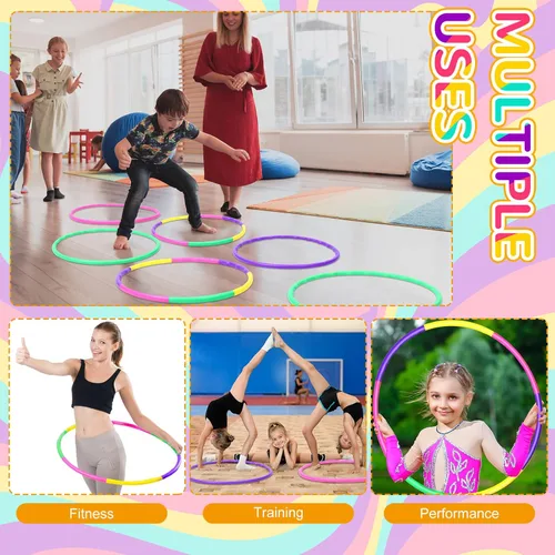 Miniatura 4 de Sratte 12 piezas de aro de juguete para niños, aro de juguete desmontable ajustable, aro de ejercicio de colores, anillo de ejercicio de plástico