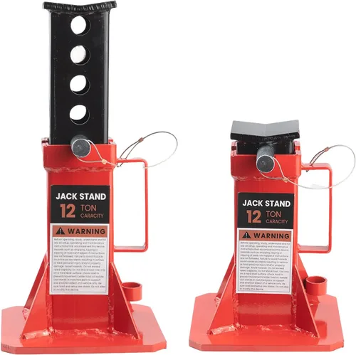 12 toneladas (26,400 lbs) soportes de gato de pinza profesional resistente para autos con bloqueo, altura ajustable hasta 18" para apoyar camiones,