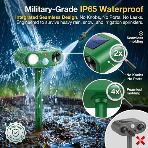 Miniatura 7 de 2026 4Pack Sonic Fortress Pro Deer Repellent Outdoor Solar Ultrasonic Animal Repellent with Motion Sensor&Flash Light, IP65 Waterproof Squirrel
