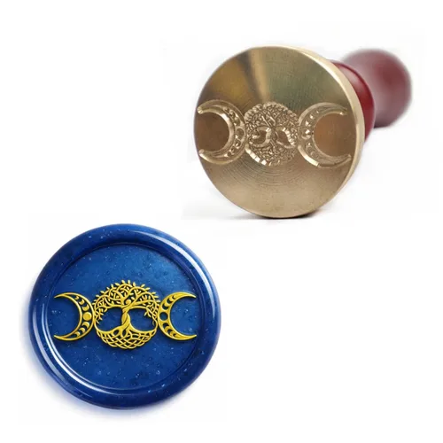 Miniatura 11 de Triskelion, triquetra, vector, diosa, pentáculo, árbol de la vida en triple luna sello sello cera sello, para invitación de boda, tarjetas, cartas