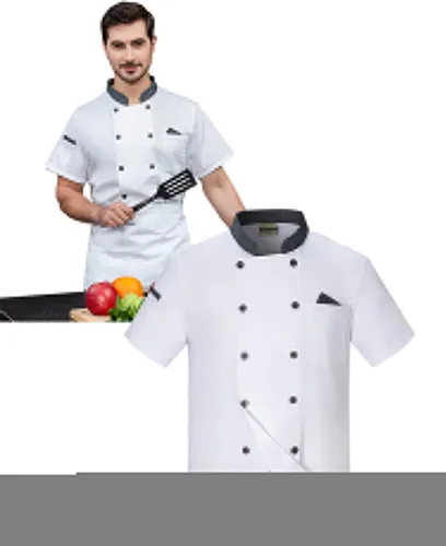 Miniatura 6 de Chaqueta de chef unisex con doble botonadura trasera de malla completa, ligera, costura de color, uniforme de chef