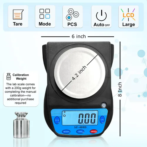 Miniatura 4 de Báscula digital científica de 21.16 oz x 0.00 oz de equilibrio de laboratorio de 6 unidades de precisión báscula electrónica de laboratorio química