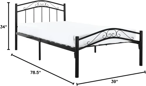 Miniatura 3 de Modway Townhouse - Cama moderna con plataforma de metal, tamaño individual, color negro