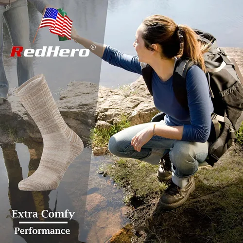 Miniatura 2 de Calcetines acolchados de lana merino para mujer con ligeros y suaves térmicos, para senderismo, senderismo, golf, senderismo, casual, para mujer