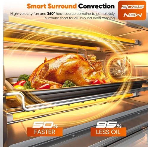 Miniatura 3 de Nuwave Bravo Pro Convección Freidora de Aire Tostador Horno Combo, 2025 Nuevo y Mejorado, 10-en-1, Controles de Temperatura 50°-450°F, Tecnología