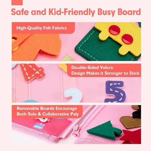 Miniatura 5 de hahaland Tabla de Actividades para Niños Pequeños y Niñas, Juguetes Montessori para Mayores de 3 Años, Actividades Educativas de Aprendizaje