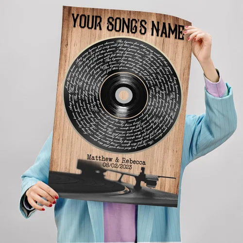 Miniatura 6 de H-DEWALL Póster personalizado de letras de canciones, regalo de boda único para parejas, personaliza con tus propias fotos, nombres y fecha, sin