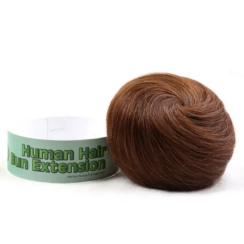 Miniatura 14 de Bella Hair Extensión de moño 100% humano en forma de dona, extensiones de moño para mujeres y hombres, coleteros falsos instantáneos