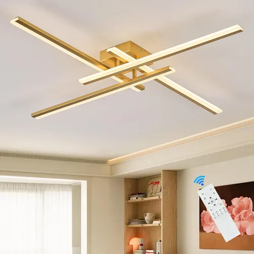 Miniatura 10 de Lámpara de Techo Semiempotrada, Candelabro LED Regulable de 32.8" Luminaria de Techo Moderna Regulable con Control Remoto de 6 Luces para Sala