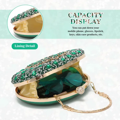 Miniatura 4 de LUI SUI Bolso de mano de noche con diamantes de imitación para mujer, bolsa de mano con diamantes brillantes y brillantes, bolsa de fiesta de boda