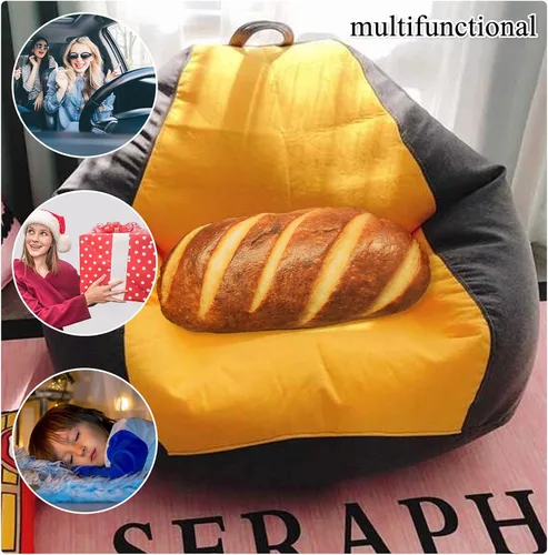 Miniatura 5 de Almohada de pan de 15.7 pulgadas, divertido juguete de peluche con forma de pan relleno para decoración del hogar