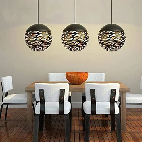 Miniatura 3 de Adjustable Height Chandelier Light Fixture - Elegant Black Iron & Glass Design for Living Room, Kitchen Island, Cafe, and Bar(20cm)
