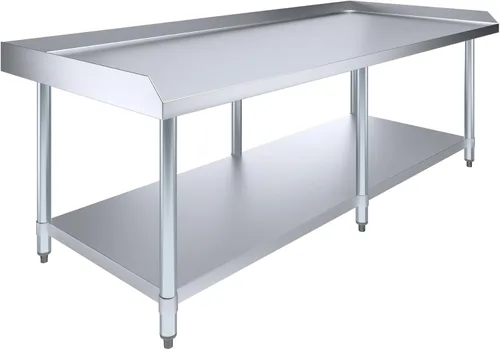 Miniatura 16 de AmGood Soporte para equipo de acero inoxidable con estante inferior + ruedas, resistente, grado comercial, certificado NSF
