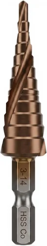 Miniatura 9 de Broca escalonada de cobalto M35 de 0.118-0.472 in (9 escalones), 5% HSS Co de alta velocidad de acero de alta velocidad con vástago hexagonal de 1/4