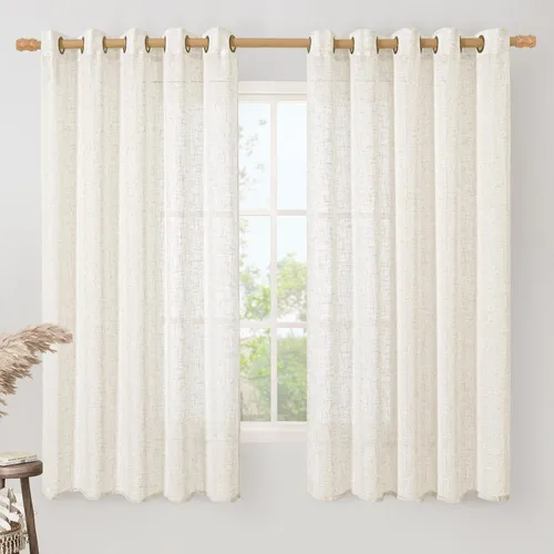 Miniatura 70 de LAMIT Cortinas de lino sintético para dormitorio, paneles filtrantes de luz, cortinas de lino con protección de privacidad con ojales para ventanas