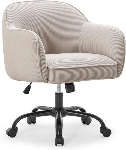 Silla de escritorio para oficina en casa con brazos, ruedas doradas, silla moderna tapizada en terciopelo, silla de computadora enrollable, silla