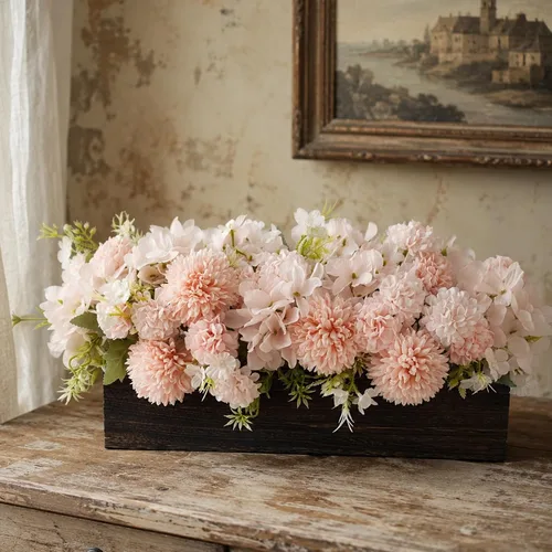 Miniatura 5 de Centros de mesa de flores artificiales para decoración del hogar, decoración para el hogar, centro de mesa rosa para mesa, champán