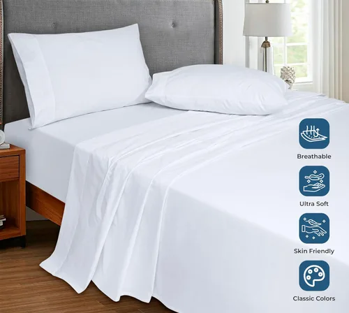Miniatura 28 de Royale Linens Sábana encimera de tamaño individual XL 100% Algodón Orgánico – Super suave – Sábanas superiores de percal – Sábana encimera