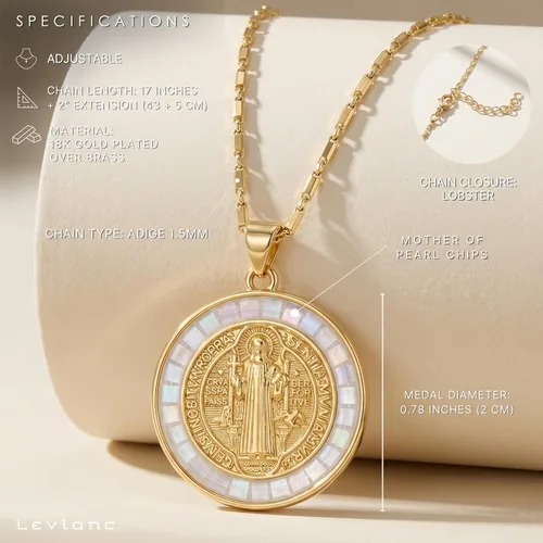 Miniatura 6 de Collar de Medalla de San Benito de Abad de Levlanc - Medallas de San Benito - Medalla de San Benito - Medalla de San Benito - Collar de San Benito