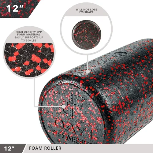 Miniatura 4 de Day 1 Fitness Rodillos de espuma muscular de alta densidad, rodillos de masaje deportivo para estiramiento, terapia física, tejido profundo, Rojo