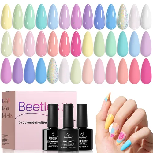 Miniatura 19 de Beetles - Juego de esmaltes de uñas de gel, 20 colores, colección Cozy Campfire Shade, juego de esmaltes de gel naranja, amarillo, verde, marrón