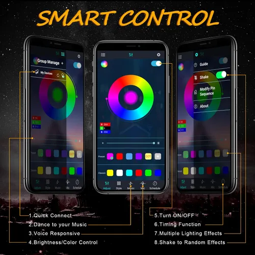 Miniatura 4 de Niwaker - Kits de luces de roca RGB, 4 cápsulas de luces LED RGB con control Bluetooth, luces LED de neón multicolor para camiones, ATV, UTV, SUV