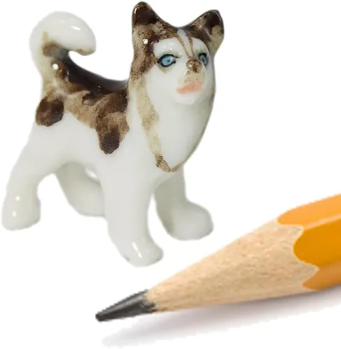 Miniatura 9 de WitnyStore Pequeño perro de pastor alemán alsaciano de pie negro y marrón de 3 pulgadas, hecho a mano, hecho a mano, de cerámica, cachorros, perros
