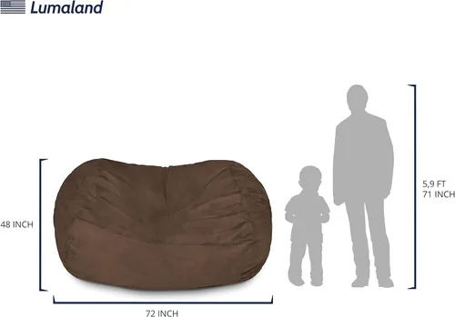 Miniatura 3 de Lumaland - Lujoso puf gigante de 1,8 m con funda de microgamuza, ultra suave, relleno de espuma, lavable, XL, para niños, adolescentes, adultos