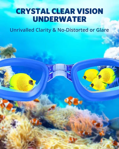 Miniatura 5 de Aegend Gafas de natación, gafas de natación sin fugas, protección completa para adultos, hombres, mujeres y jóvenes Azul y plateado.