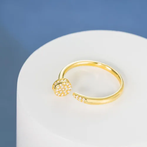 Miniatura 2 de Anillo de plata de ley 925 chapada en oro de 18 quilates, ajustable, para uñas, anillo de boda apilable con circonita cúbica, sin níquel