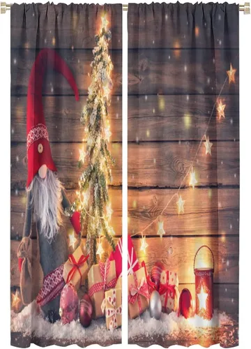 Miniatura 25 de Cortinas de Navidad de gnomo, bolas de árbol de Navidad, luces, regalos, decoración de tablones para sala de estar, dormitorio, bolsillo para barra