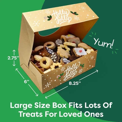 Miniatura 3 de Cajas de galletas navideñas para regalar, 12 latas de galletas navideñas de papel kraft con tapas, cajas resistentes de Navidad, latas de Navidad