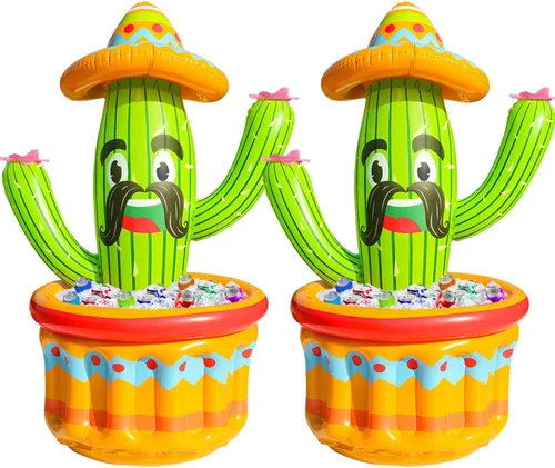 Miniatura 8 de PARENTSWELL Enfriador inflable de cactus de 47.5 pulgadas, enfriador de bebidas inflable para fiestas de verano, cubo de hielo inflable, suministros