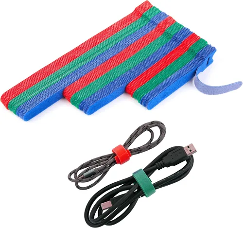 90 piezas de bridas de cable reutilizables de 4+6+8 pulgadas, bridas ajustables de gancho y lazo para la organización de cables, gestión de cables -