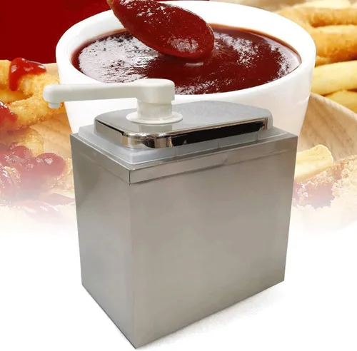 1 estación de bomba de condimentos, dispensador de salsa de acero inoxidable para comida rápida casual, equipo de restaurante occidental, estación