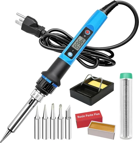 Kit de soldador, 80 W, 110 V, calentamiento rápido en 10 segundos, LCD, digital, temperatura ajustable, pistola de soldadura termostática, kit de