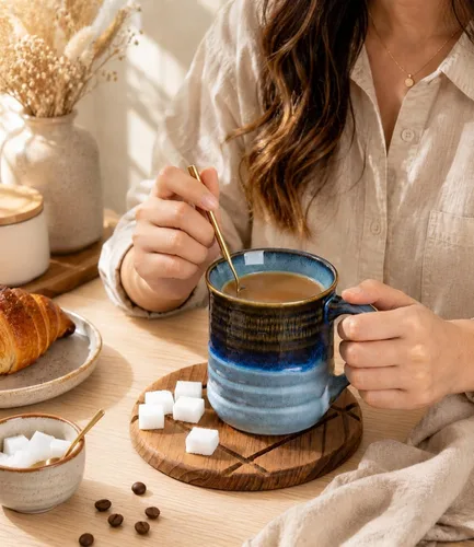 Miniatura 6 de GBhome 18oz Large Coffee Mug, Handmade Ceramic Coffee Mug for Latte/Tea/Beer/Hot Cocoa, Dishwasher & Microwave Safe, Gradient blue
