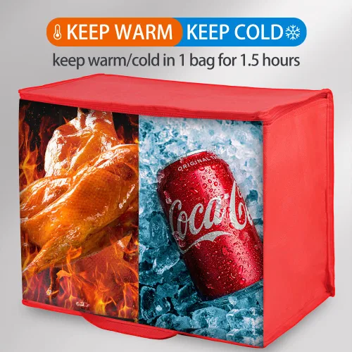 Miniatura 3 de Bodaon - Paquete de 1 bolsa de compras reutilizable y aislada para comestibles, tamaño XL, bolsa térmica para picnic con cierre superior, para Rojo