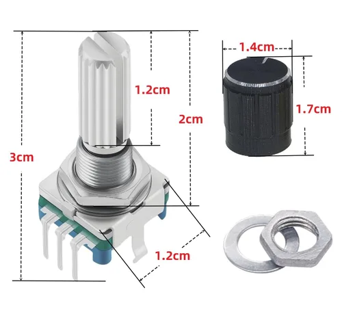Miniatura 2 de WWZMDiB 6 Unids EC11 Rotary Encoder con botón 360° 5 pines y tapa de perilla para Arduino, Raspberry Pi, ESP32