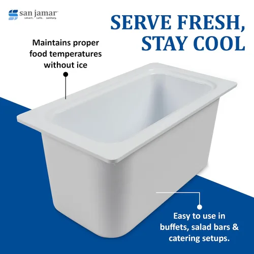 Miniatura 3 de San Jamar Chill-It - Sartén para alimentos de 1/3 – CI7003WH 6 pulgadas de profundidad aislada comercial con forro de gel congelable, recipiente