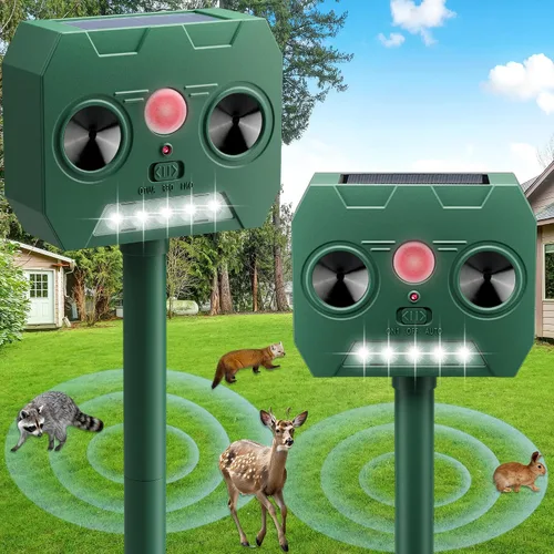 Repelente ultrasónico de animales, dispositivos repelentes de ciervos para exteriores, alimentado por energía solar, detección de movimiento