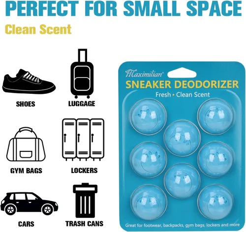 Miniatura 7 de MAXIMILIAN Bolas desodorizantes de zapatos 8 piezas Bolas de ambientadores profesionales para zapatos Eliminador de olor de pies Ambientador