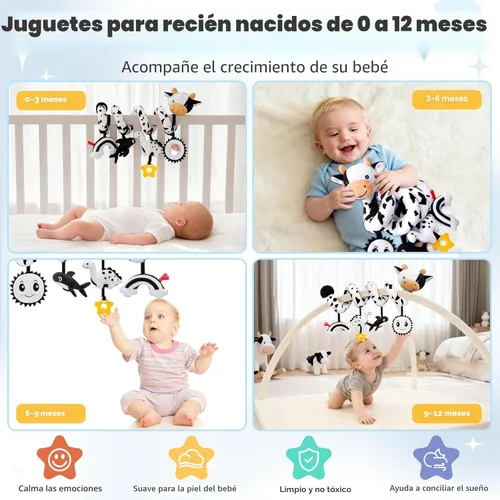 Miniatura 3 de Asiento de coche en espiral para bebés de 0 a 6 meses, asiento de coche para bebé, juguetes sensoriales de alto contraste, accesorios para colgar