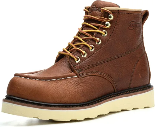 Miniatura 9 de Botas de trabajo para hombre - Botas de trabajo de 6 pulgadas con punta de cuña suave, Botas de trabajo impermeables para hombre Marrón