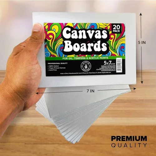 Miniatura 6 de Hippie Crafter Paquete de 20 lienzos de pintura para pintura, paneles de lienzo de arte en blanco de 5 x 7 pulgadas, tableros de lienzo planos