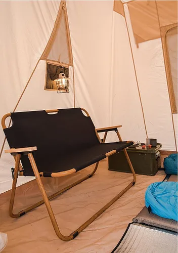 Miniatura 8 de Tienda de campaña de lona de algodón impermeable para 4 estaciones, refugios para acampar al aire libre con toldo y puertas de malla extra anchas