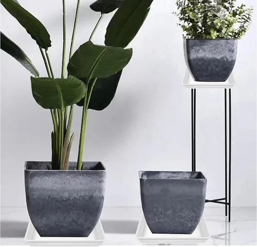 Miniatura 5 de LWALRS Platillo cuadrado para plantas de 6 pulgadas, paquete de 5 platillos de plástico transparente fuerte, macetas cuadradas para plantas