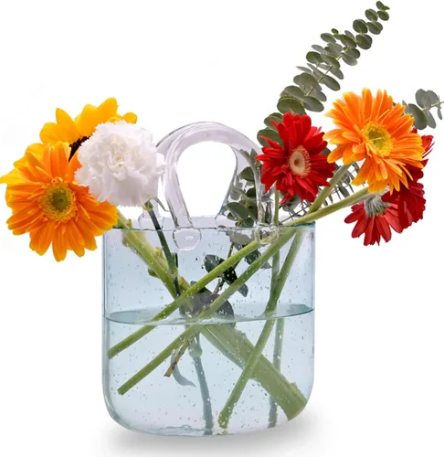 Jarrón de cristal para flores, florero único con cuenco de peces de burbujas, hecho a mano, florero de vidrio transparente para pecera, decoración