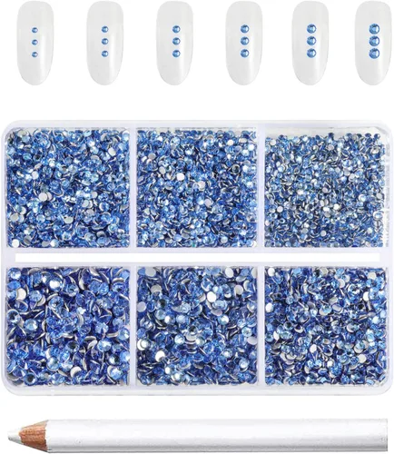 Miniatura 28 de Beadsland 7200 piezas de diamantes de imitación con parte trasera plana, gemas de cristal AB para uñas diamantes de imitación de cristal redondos
