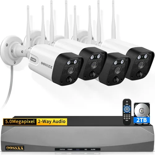 (5.5MP y audio de 2 vías) Detección PIR 3K 1944P Antenas duales mejoran WiFi Sistema de cámara inalámbrica de seguridad para el hogar